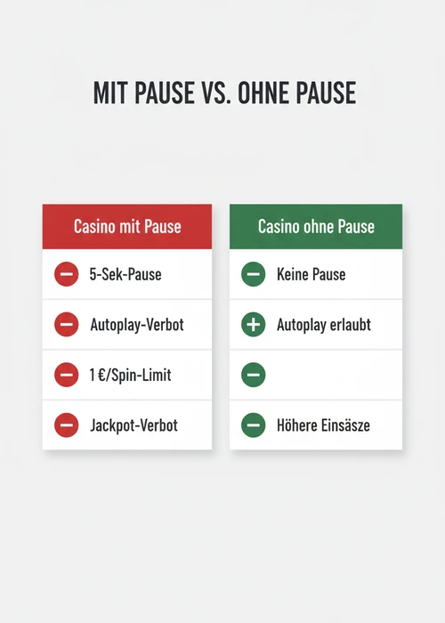Abstrakte Darstellung von Spielautomaten mit Stoppuhr, die die Pause-Regel in deutschen Online Casinos symbolisiert
